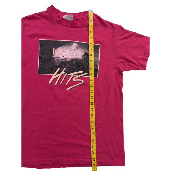 Vintage HITS Interface Shirt Mens Medium Pink Graphic Hanes Beefy-T Made USA 80s - Picture 9 of 9